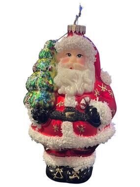 Krebs Glass European Inspired Mouth Blown Santa Claus Ornament